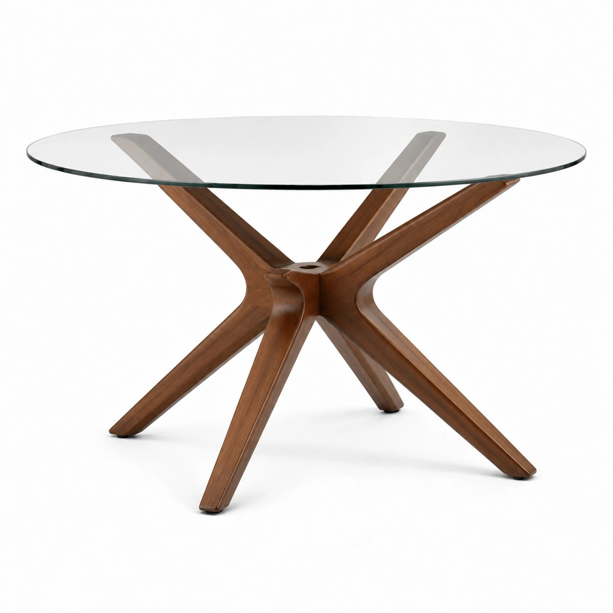 Tavolo rotondo in vetro e legno