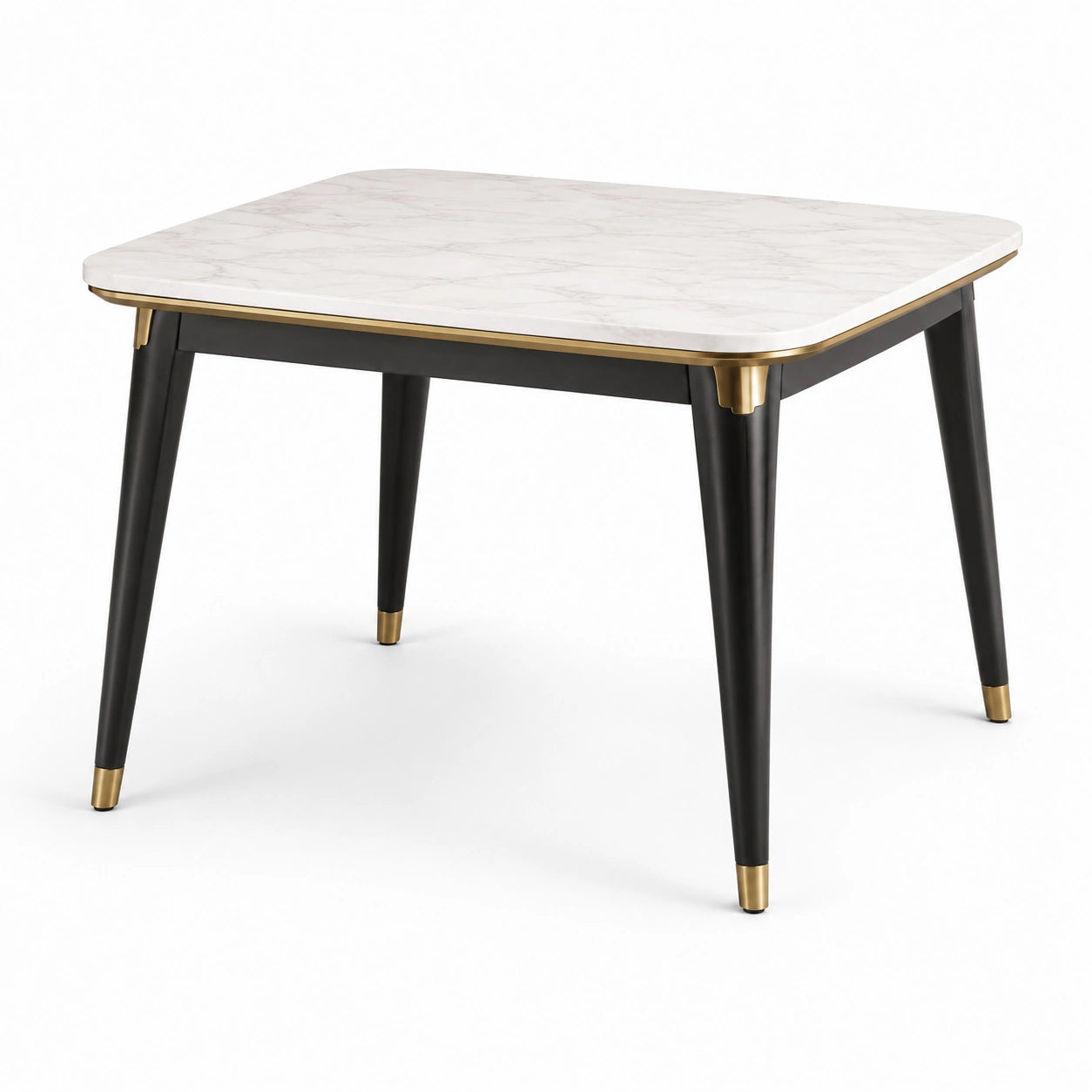 Tavolo da pranzo quadrato in marmo e metallo con dettagli in ottone 90x90x75 cm