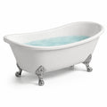 Vasca da bagno ovale freestanding bianca con piedi cromati