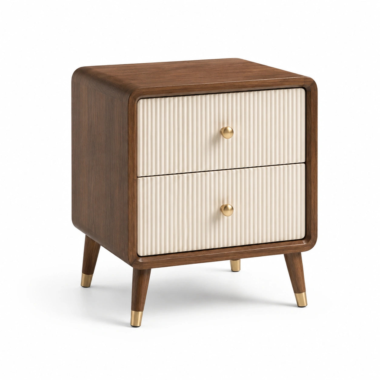 Comodino con 2 cassetti in legno e MDF marrone/crema 50x40x60 cm